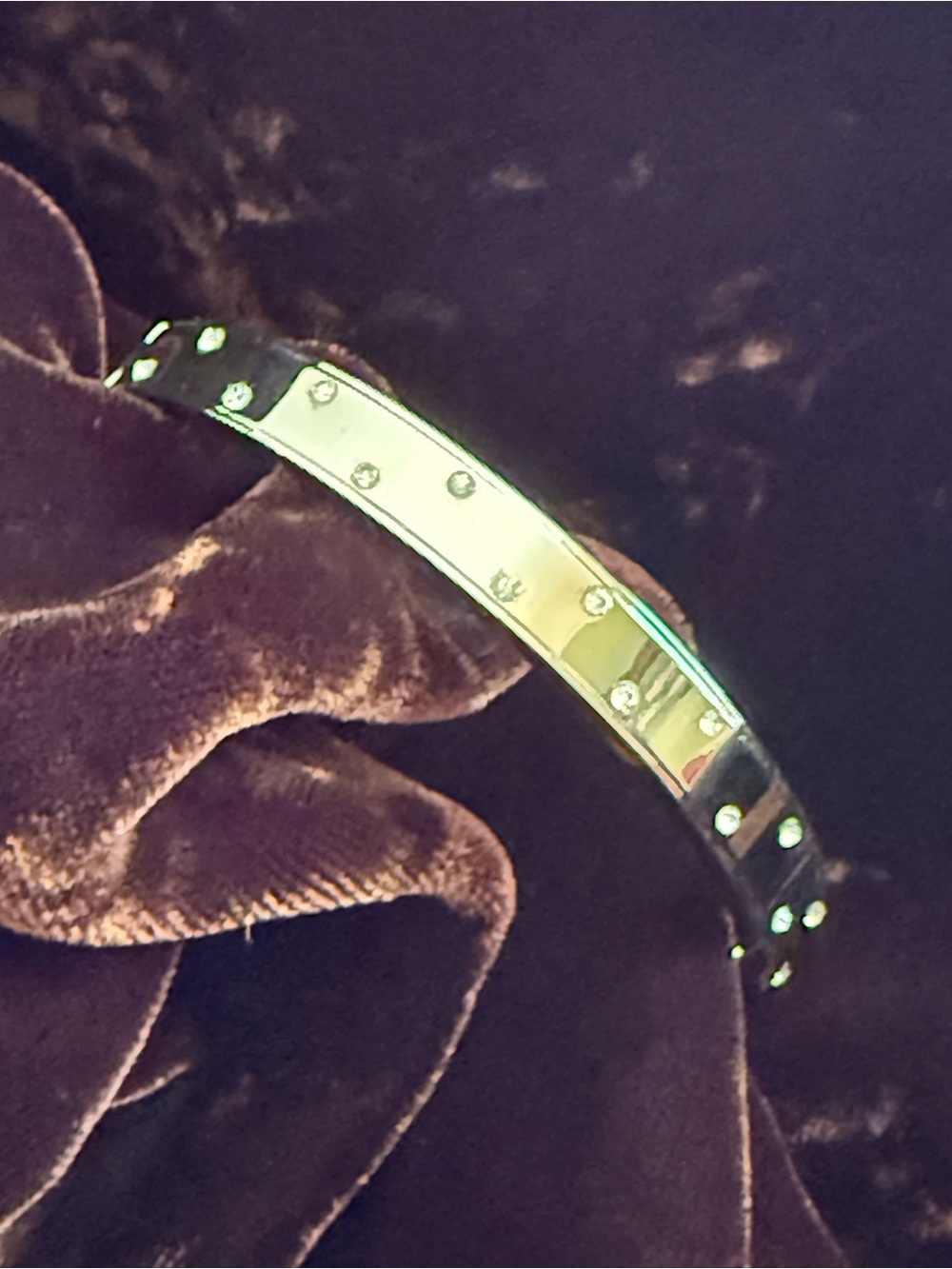 Vintage Monet gold-Tone rhinestone Accent Bangle Bracelet hinged